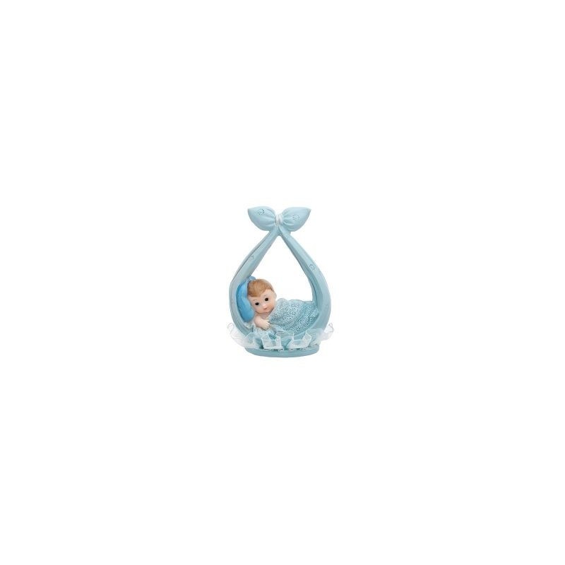 Figura niño en bufanda azul 11 cm babyshower o nacimiento