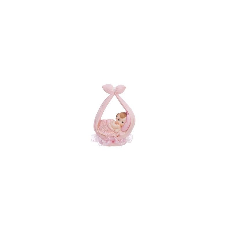 Figura niña en bufanda rosa 11 cm babyshower o nacimiento