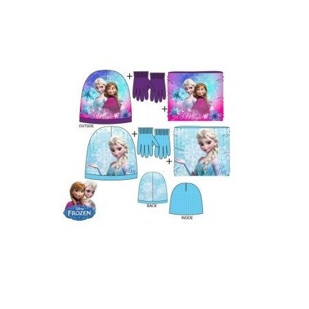 conjunto invierno frozen gorro braga cuello y guantes morado 52 cm HQ4023 T52 3609081396827