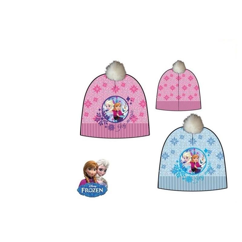 Gorro de frozen  azul con pompon blanco 52 CM