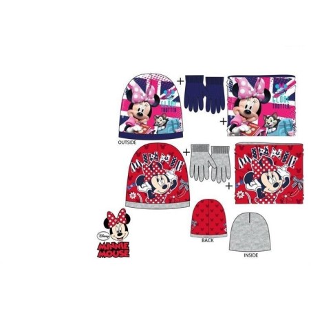 conjunto invierno minnie mouse rojo gorro braga y guantes rojo 52 cm HQ4146 T52RO 3609081401774