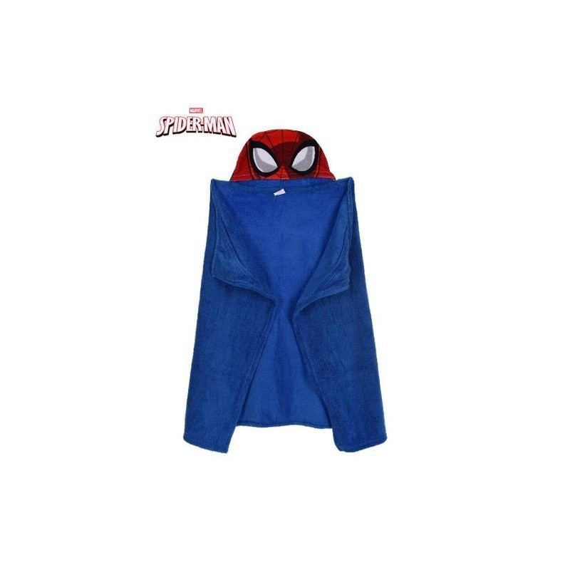 Manta coralina con capucha spiderman invierno azul