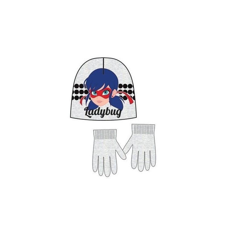 Conjunto gorro guantes ladybug gris talla 52