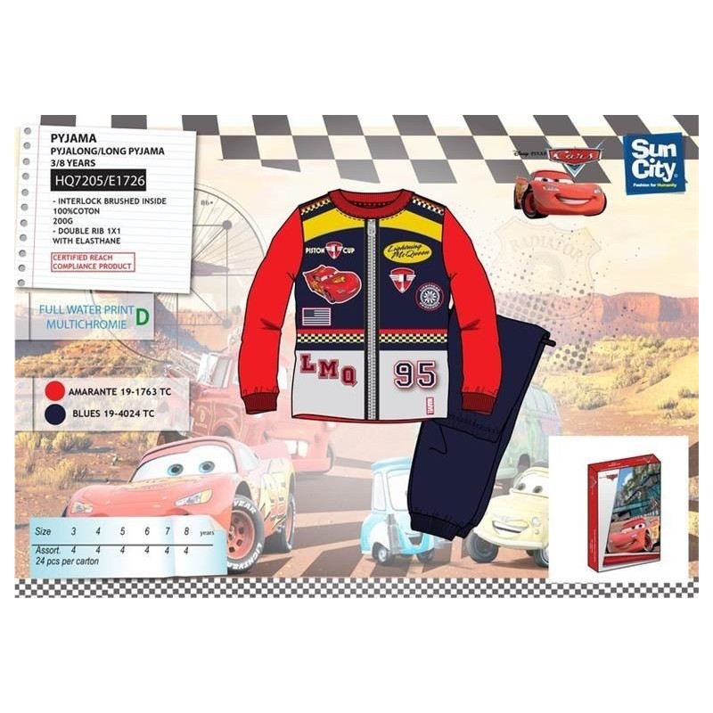Pijama cars de invierno para niño varias tallas y colores
