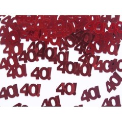 confeti 40 cumpleanos en rojo 15 gr metalico KONS35 40 5901157454409