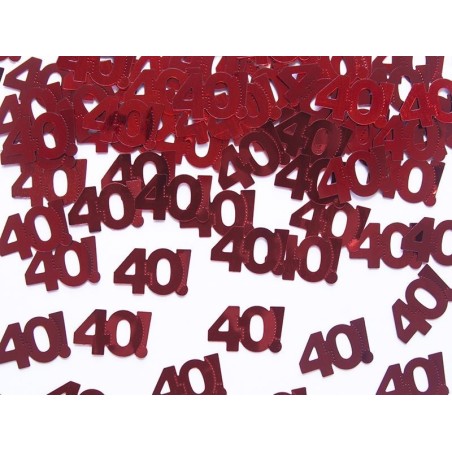 confeti 40 cumpleanos en rojo 15 gr metalico KONS35 40 5901157454409