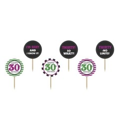 toppers para cupcake 30 cumpleanos pinchos 92 cm 6 uds KPM13 5902230708686