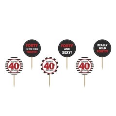 toppers para cupcake 40 cumpleanos pinchos 92 cm 6 uds KPM14 5902230708709