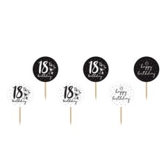 toppers para cupcake 18 cumpleanos pinchos 92 cm 6 uds KPM26 5902230774438