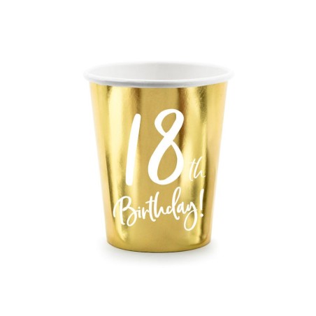 vasos 18 cumpleanos oro brillo 6 uds KPP73 18 019M 5900779113824