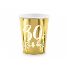 vasos 30 cumpleanos oro brillo 6 uds KPP73 30 019M 5900779113855