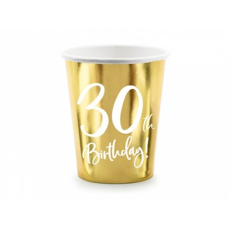 vasos 30 cumpleanos oro brillo 6 uds KPP73 30 019M 5900779113855