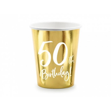vasos 50 cumpleanos oro brillo 6 uds KPP73 50 019M 5900779117099