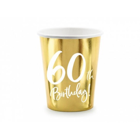 vasos 60 cumpleanos oro brillo 6 uds KPP73 60 019M 5900779114821