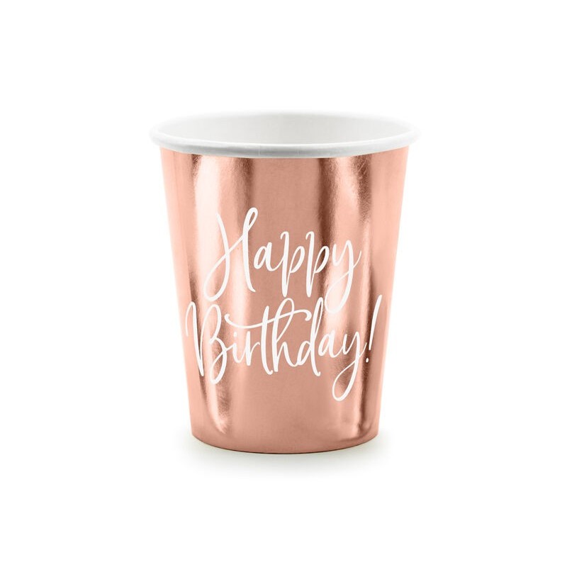Vasos cumpleaños rosa dorado