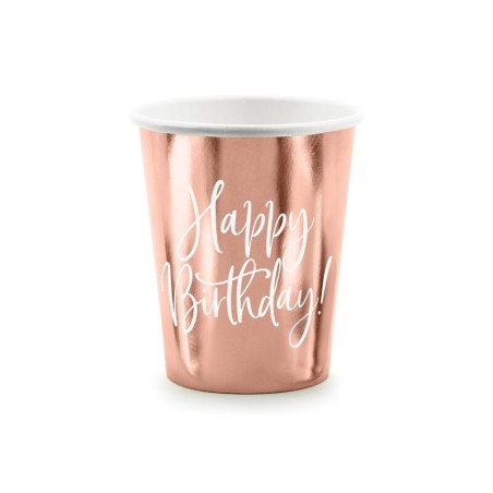 vasos cumpleanos rosa dorado KPP75 019R 5900779192164