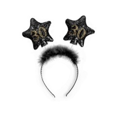 diadema 30 cumpleanos estrellas en negro con marabu OP30 5901157450784