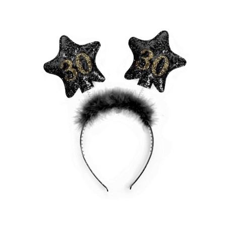 diadema 30 cumpleanos estrellas en negro con marabu OP30 5901157450784