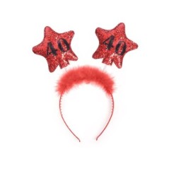diadema 40 cumpleanos estrellas en rojo con marabu OP40 5901157451095