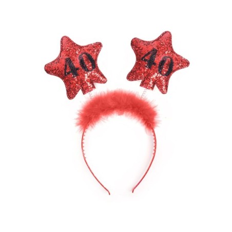 diadema 40 cumpleanos estrellas en rojo con marabu OP40 5901157451095