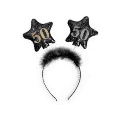 diadema 50 cumpleanos estrellas en negro con marabu OP50 5901157451101
