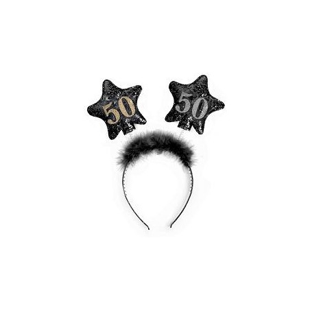 diadema 50 cumpleanos estrellas en negro con marabu OP50 5901157451101