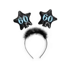 diadema 60 cumpleanos estrellas en negro con marabu OP60 5901157451118