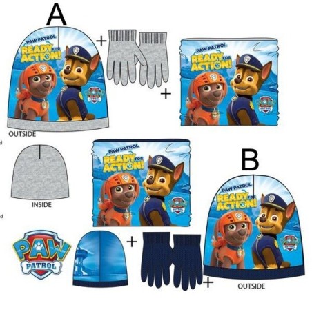 gorro guantes y braga cuello patrulla canina PH4207GR 3609081042045