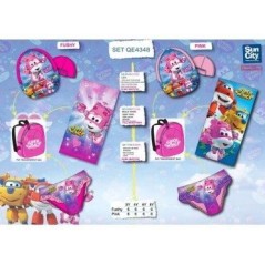 conjunto playa super wings con mochila talla 3 anos color fucsia QE4348 T3FU 8435525836377
