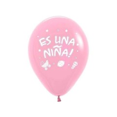 globo latex r12 rosa solido es una nina R12 009 8435525837732