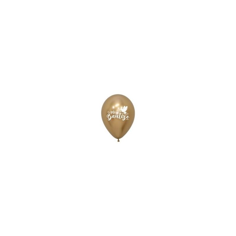 Globos Mi Bautizo oro 12 uds 30 cm