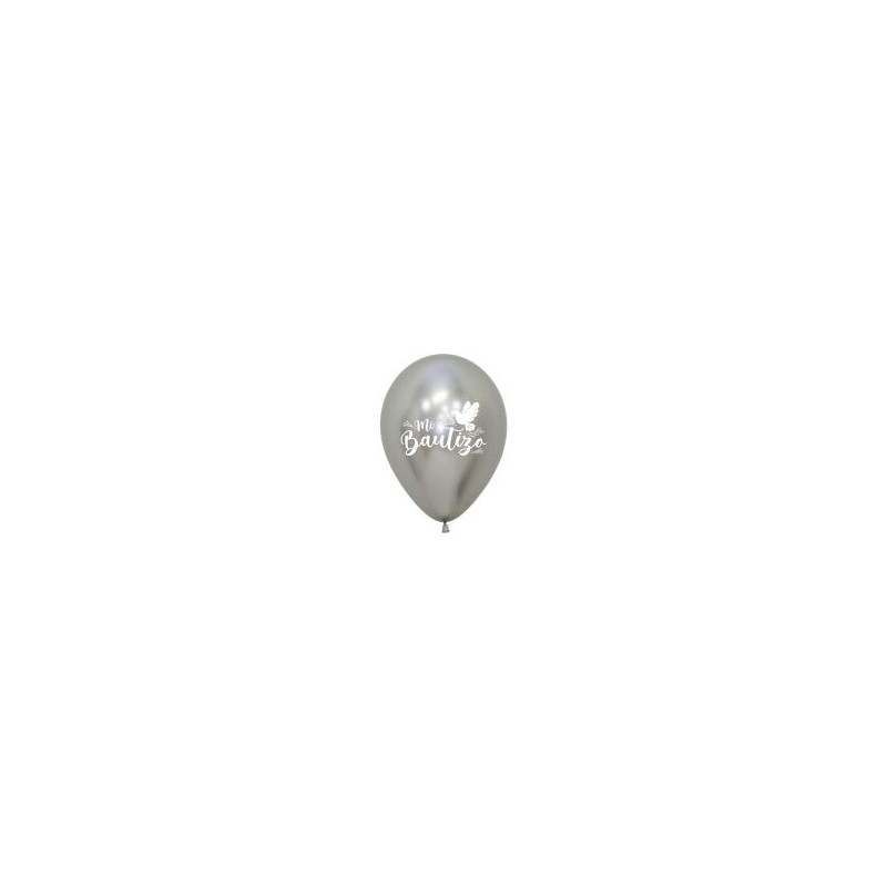 Globos Mi Bautizo plata 12 uds 30 cm