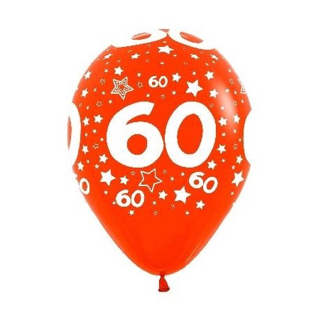 globo 60 cumpleanos de latex 30 cm 12 uds sempertex colores surtidos R12 N60 8435525837732