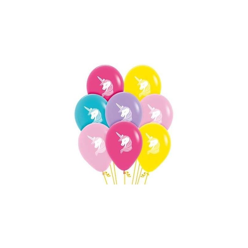 Globos unicornio colores 12 uds 30 cm
