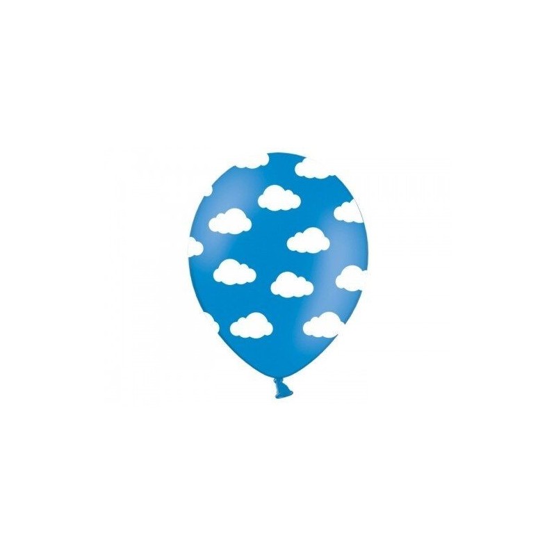 Globos azul marino con nubes blancas 6 uds 30 cm