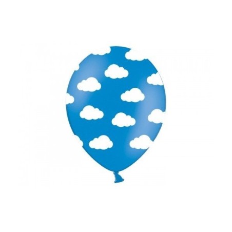 globos azul marino con nubes blancas 6 uds 30 cm SB14P 230 001 6 8435525837732