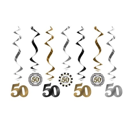 colgantes 50 cumpleanos 60 cm 7 uds para decoracion techo SWID17 8435525837732