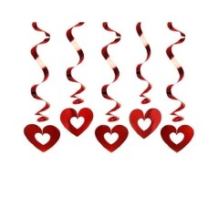 colgantes espirales con corazones 5 uds de 60 cm SWID5 8435525837732