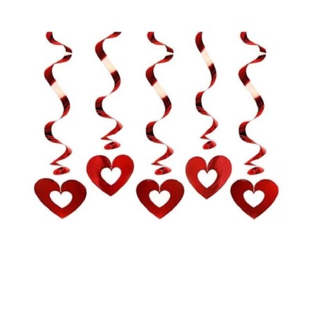 colgantes espirales con corazones 5 uds de 60 cm SWID5 8435525837732