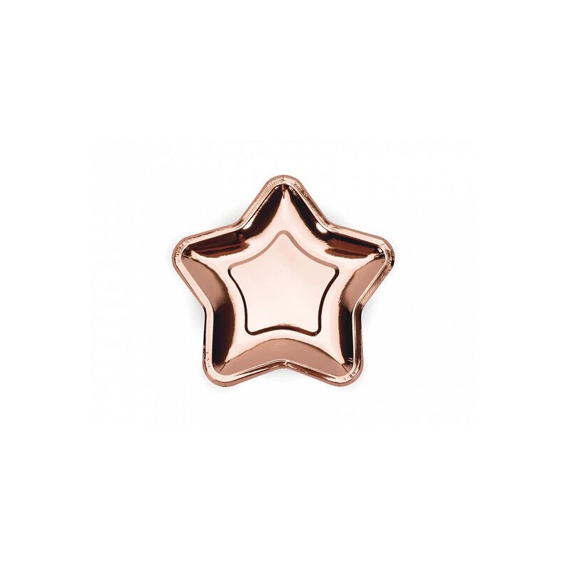 Plato estrella rosa dorado 6 uds de 18 cm