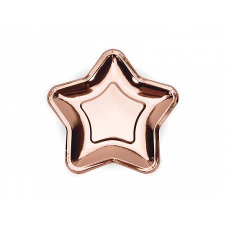 plato estrella rosa dorado 6 uds de 18 cm TPP11 019R 8435525837732