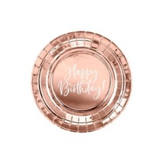 platos cumpleanos rosa dorado 18 cm 6 uds TPP75 019R 8435525837732