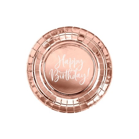 platos cumpleanos rosa dorado 18 cm 6 uds TPP75 019R 8435525837732
