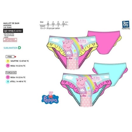 Braguita culetin Peppa Pig infantilEL Informal disfraces