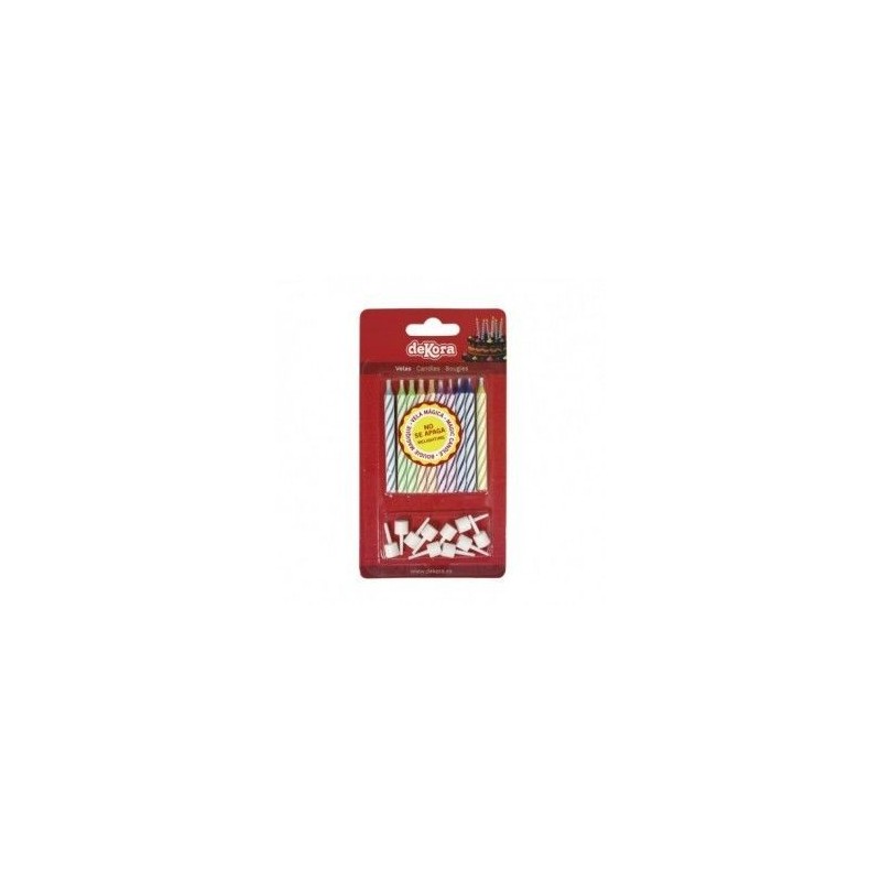 Velas magicas colores con pincho tarta 10 uds