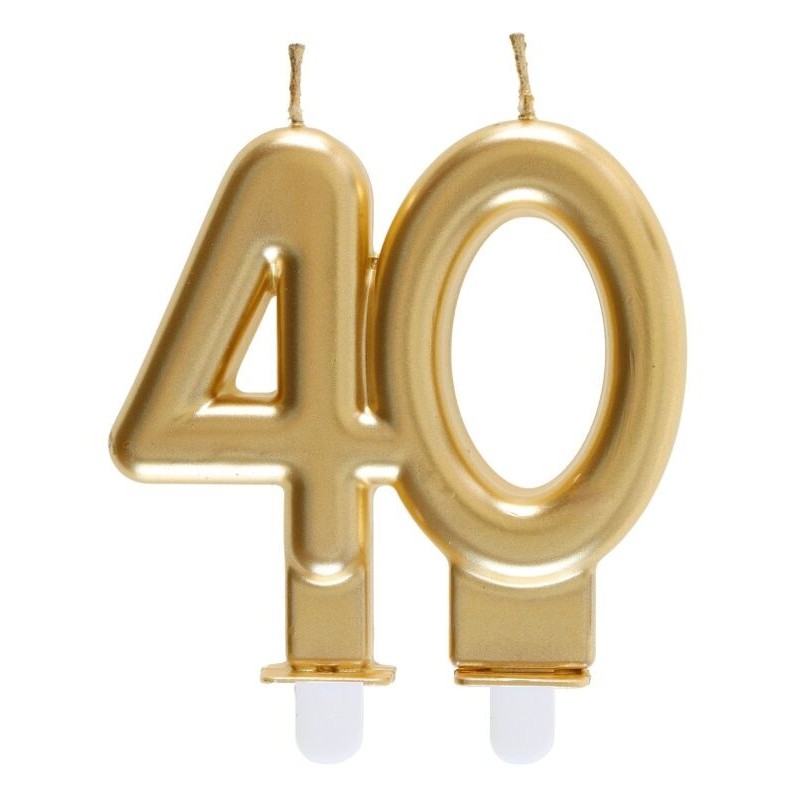 Vela numero 40 junto oro 7,5x9 cm