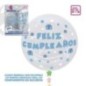Globo burbuja transparente Feliz cumpleaños azul 50 cm