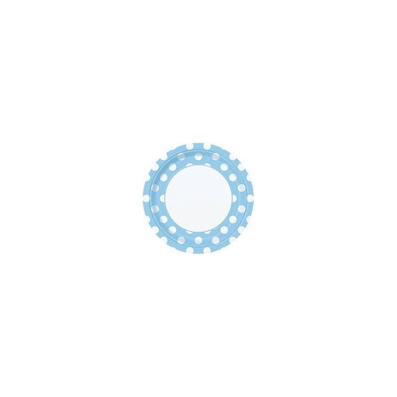 Platos color azul lunares 23 cm 8 uds