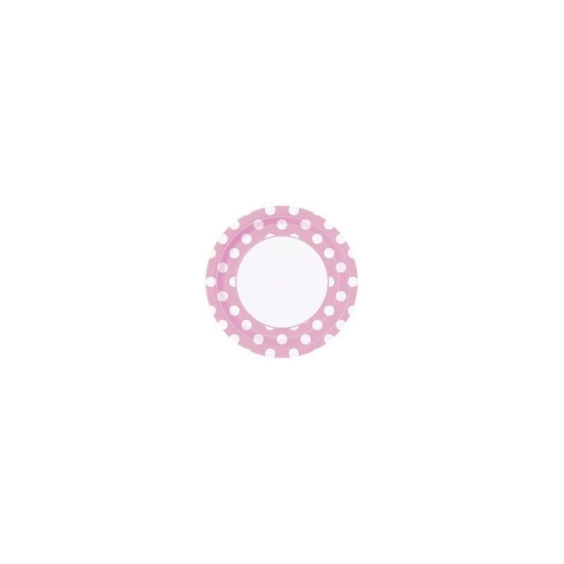 Platos color rosa lunares 23 cm 8 uds