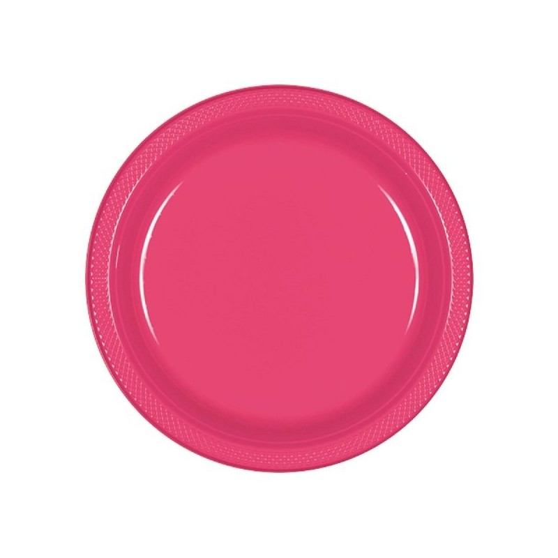 Platos fucsia plastico cumpleaños 23 cm 8 uds
